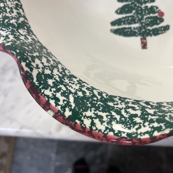 FURIO Home Christmas Tree Large Footed Serving Bowl From Italy Compote PEDESTAL - Picture 3 of 7